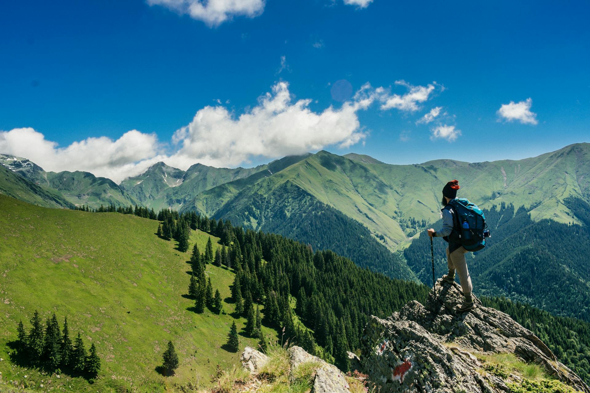 Man hiking on a mountain